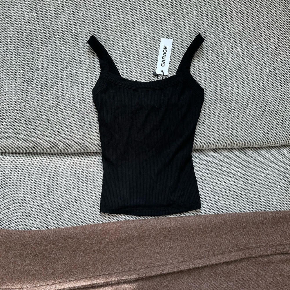 Garage Black Ribbed Women's Top